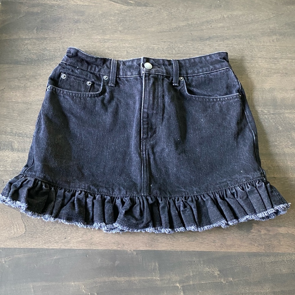CARMAR Denim Peplum Skirt - Black